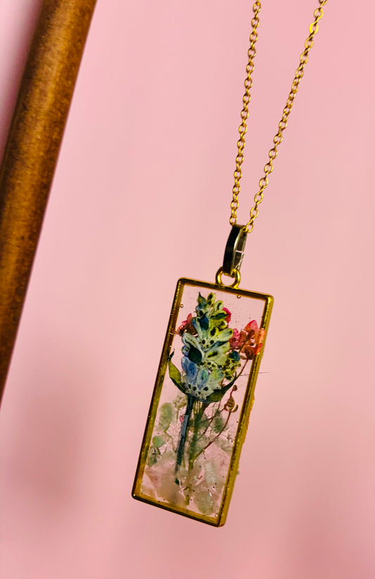Handmade Botanical Resin Pendant Necklace