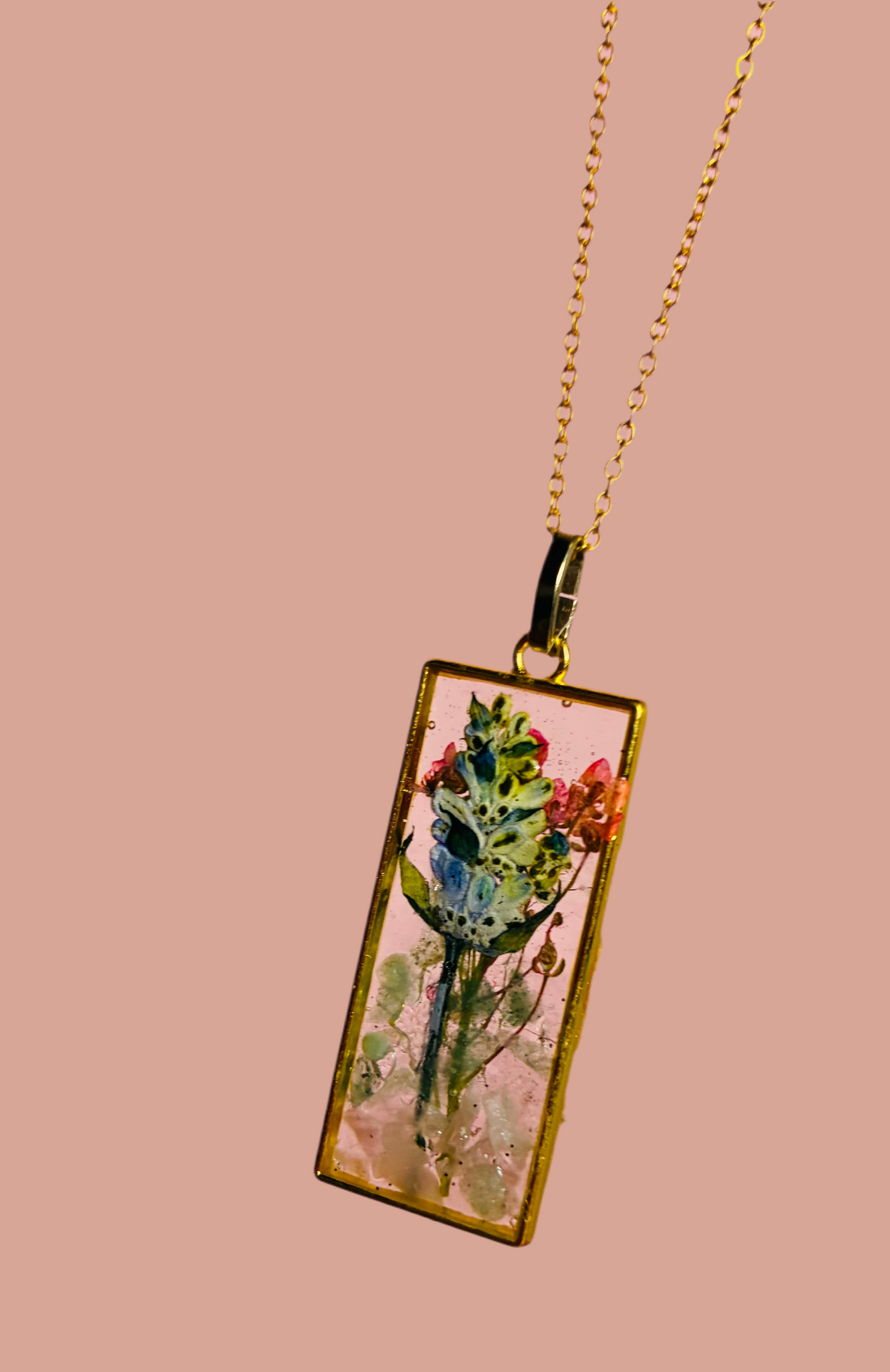 Handmade Botanical Resin Pendant Necklace