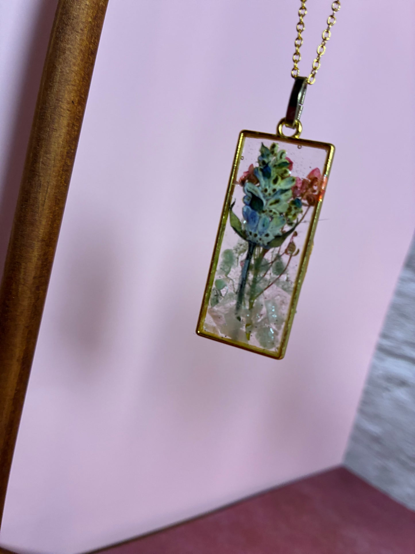 Handmade Botanical Resin Pendant Necklace