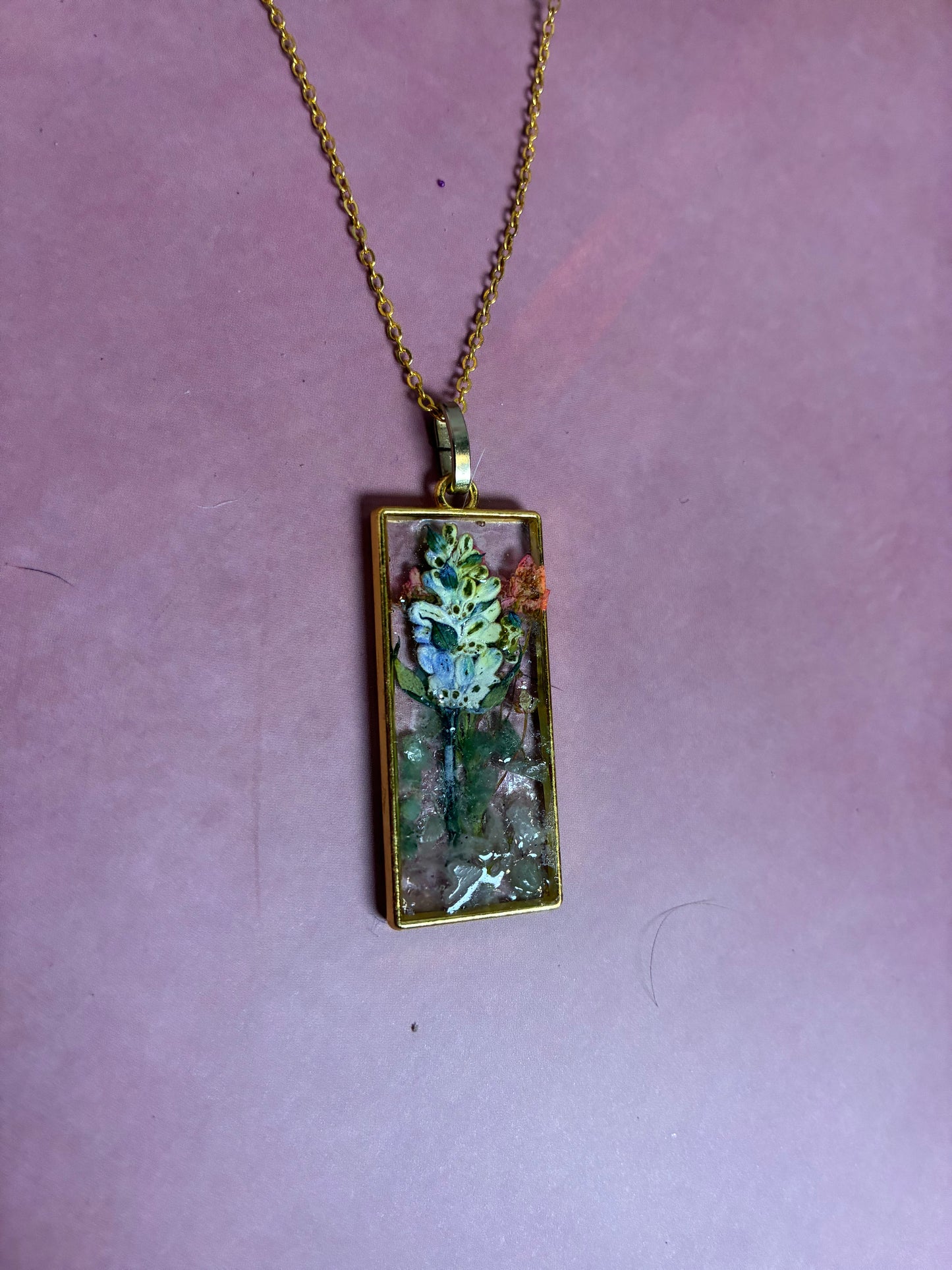 Handmade Botanical Resin Pendant Necklace