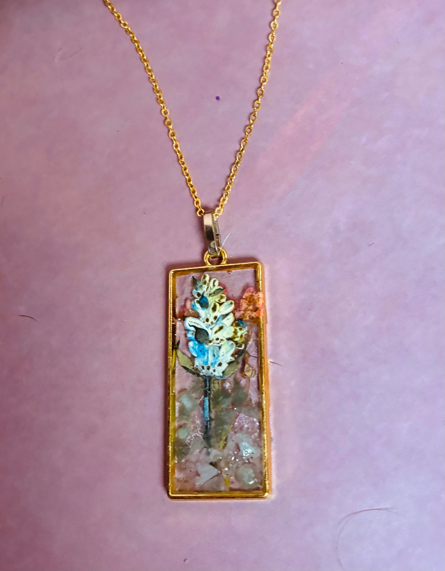Handmade Botanical Resin Pendant Necklace